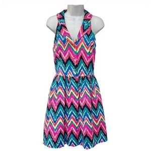 Lilly Pulitzer Sherlyn Dress Hearts A Flutter Chevron Sleeveless Pink Size 2